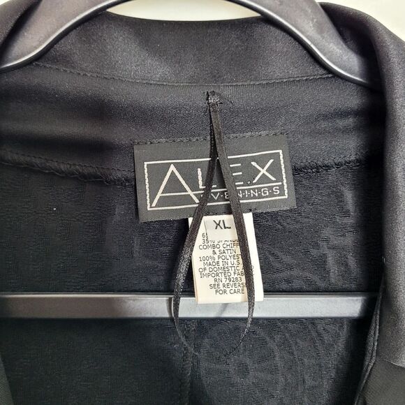 Alex Evenings Black Glitter Ruffle Button Down Top Size XL - Picture 7 of 12